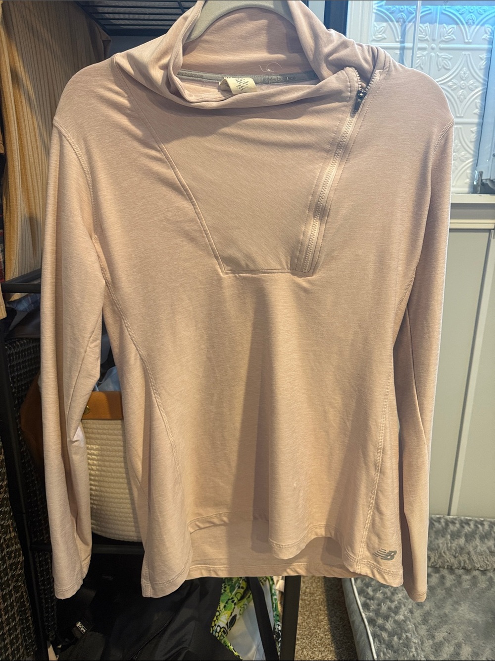 New Balance Women's Light Pink Asymmetrical Zip Pullover